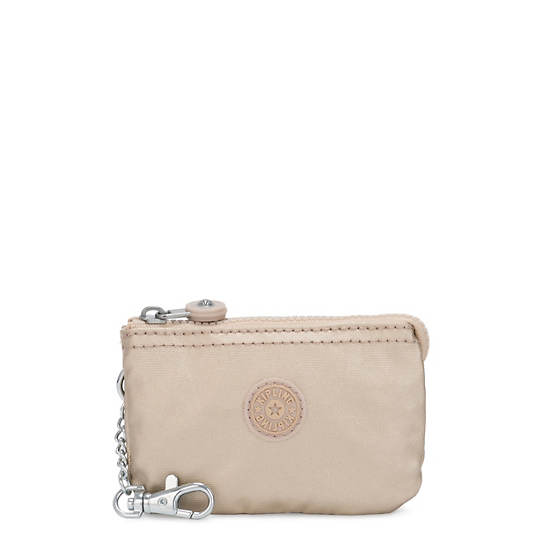 Kipling Creativity Mini Metallic Pouch Keychain Tassen Goud Beige | BE 2100RV